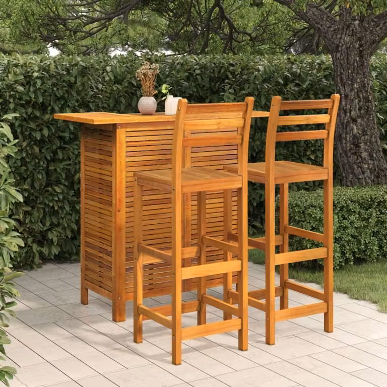 Maison Exclusive - Set da Bar per Giardino 3 pz in Legno Massello di Acacia