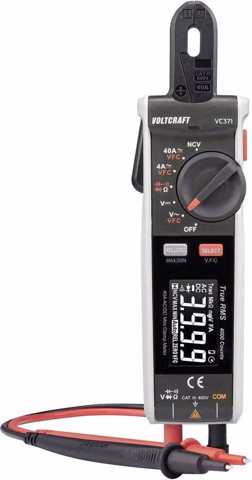 VOLTCRAFT VC-371 Pinza amperometrica calibrata (ISO) digitale CAT III 600 V Display (conteggi): 4000