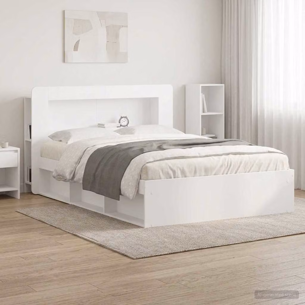 Testata del letto con ripiani integrati vidaXL in legno ingegnerizzato bianco L: 182 cm, H: 100 cm, P: 24,8 cm