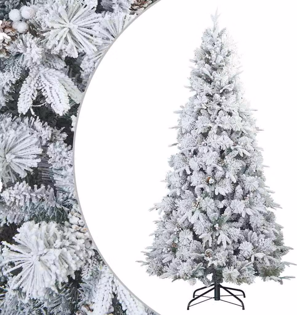 Albero di Natale Artificiale Snodato Foderato di Neve Bianco