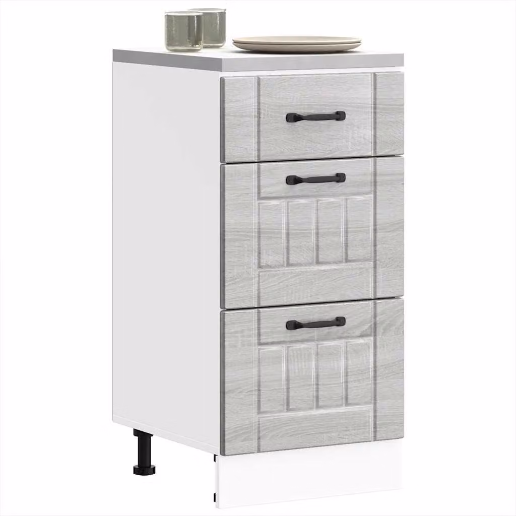 Base da cucina moderna vidaXL Lucca in legno e MDF, Grigio e Bianco, L: 46,0 cm, P: 40,0 cm, H: 81,5 cm