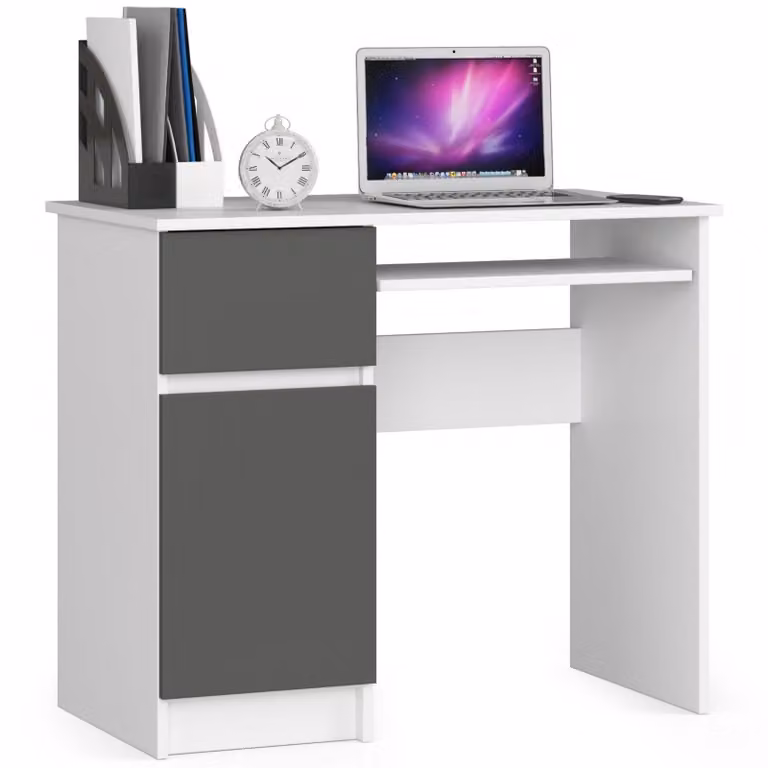 Scrivania per computer da 90 cm | Scrivania | con cassetto porta tastiera e vano portaoggetti