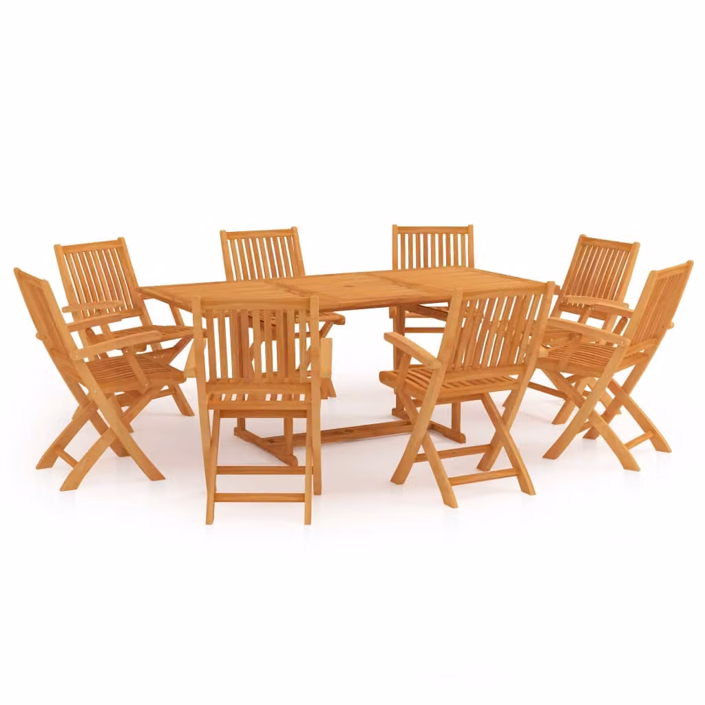 Set da Pranzo da Giardino 9 pz in Legno Massello di Teak