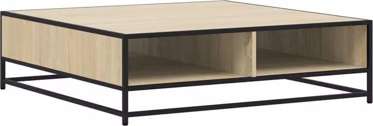 Tavolino Rovere Sonoma 100x100x30 cm in Truciolato e Metallo