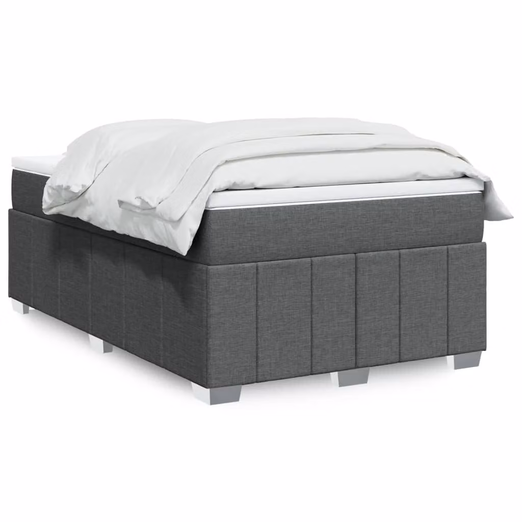 vidaXL Giroletto a Molle Ibrido con Materasso in Tessuto Grigio e Bianco L/P: 120 x 200 cm