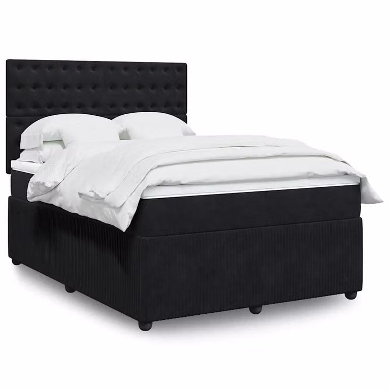 vidaXL Giroletto a Molle Ibrido con Materasso in Velluto Nero L/P: 140 x 200 cm
