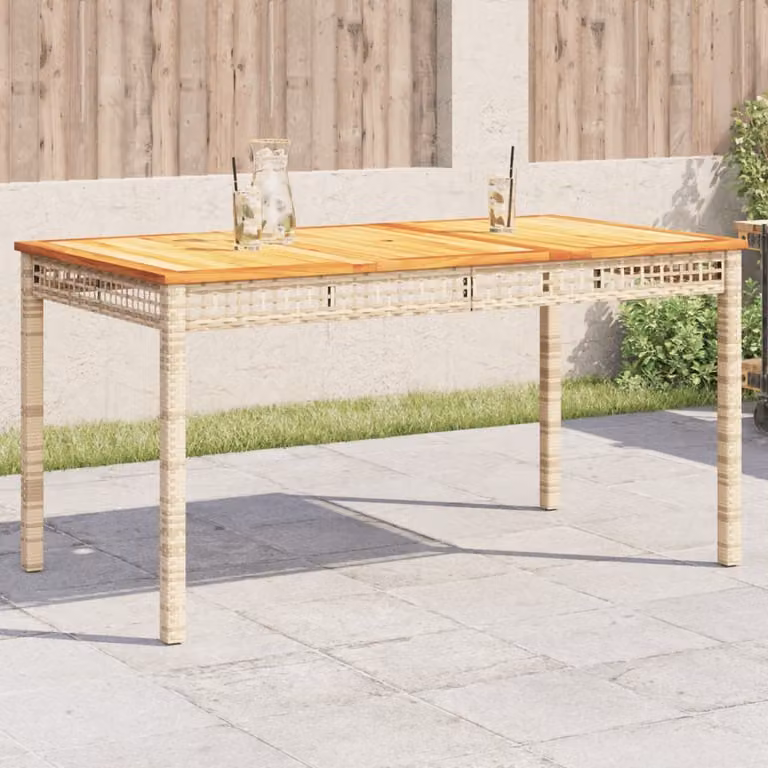 Maison Exclusive - Tavolo da giardino beige, 140x80x75 cm, in rattan sintetico e legno di acacia