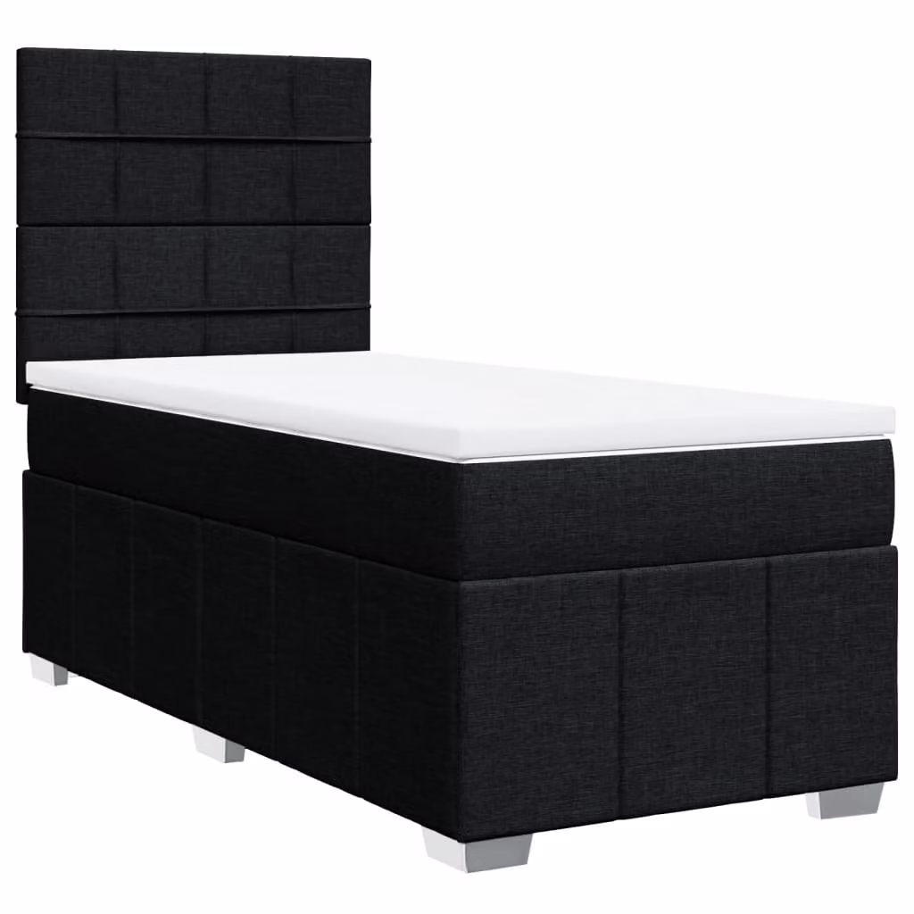 Giroletto a Molle con Materasso Nero 90x200 cm in Tessuto