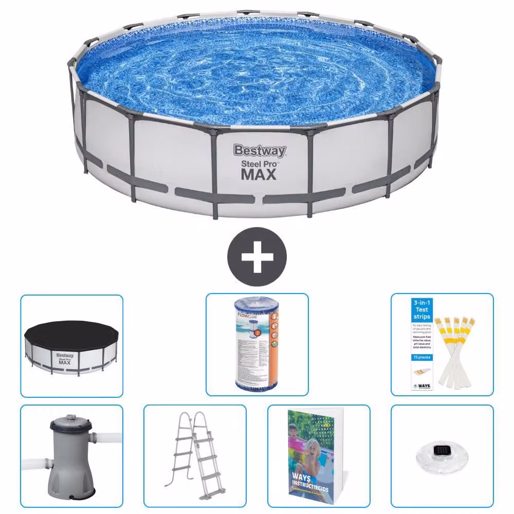 Piscina gonfiabile Bestway Steel Pro MAX, rotonda, 457x122 cm, composta da 6 parti, modello S622