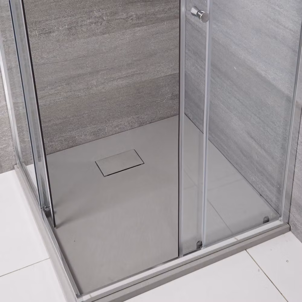 Piatto Doccia Effetto Ardesia Grigio Chiaro - 900mm x 900mm - senza Kit di Rialzo - Rockwell