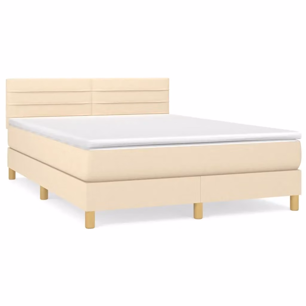 Letto Ibrido con Giroletto a Molle e Materasso vidaXL in Tessuto Beige e Bianco L/P/H: 140 x 200 cm – 2