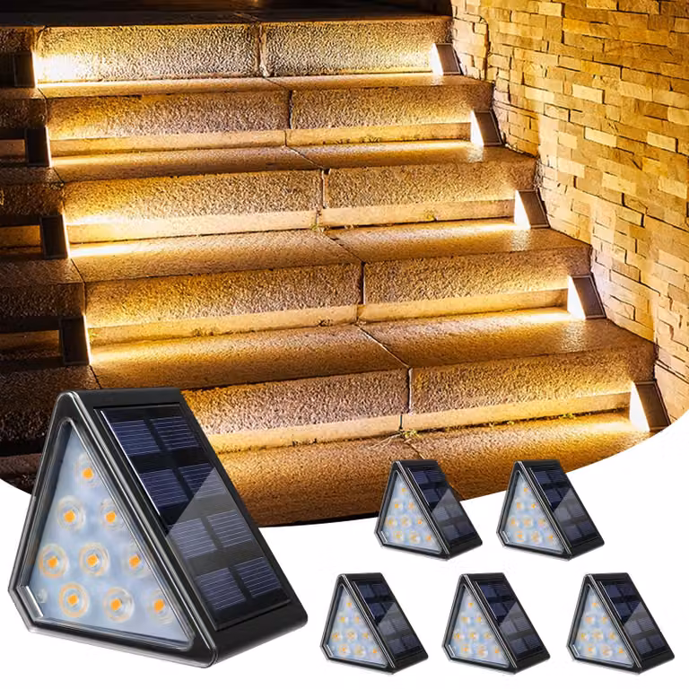 Lampade da giardino a energia solare - 6 pezzi, luce bianca calda - 9 LED - Materiale: ABS - Impermeabili, grado di protezione IP67