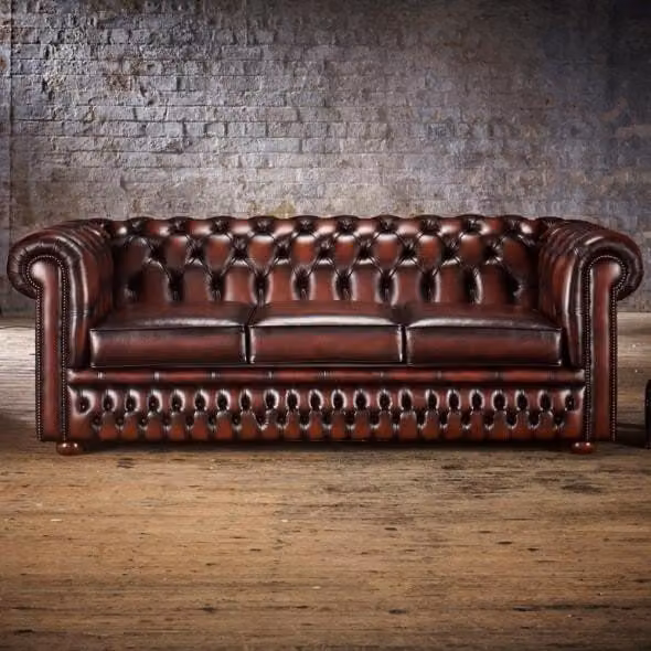 3 Sitzer Couch Polster Chesterfield Antik Braun Sofa Couchen Sitz Garnitur