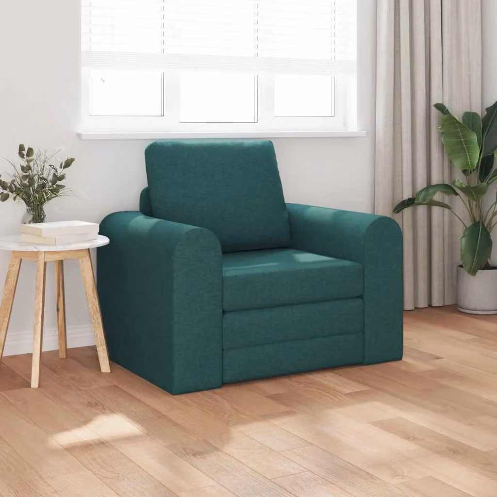 Divano letto singolo in tessuto verde scuro L: 98 cm, P: 71 cm, H: 83 cm – 2