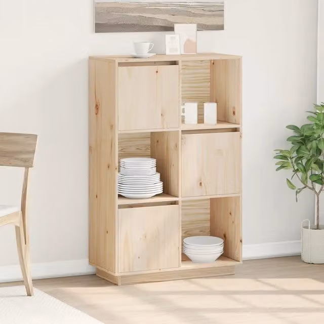 Credenza Buffet Design Mania in Legno Massello di Pino Beige, L: 74 cm, P: 35 cm, H: 117 cm