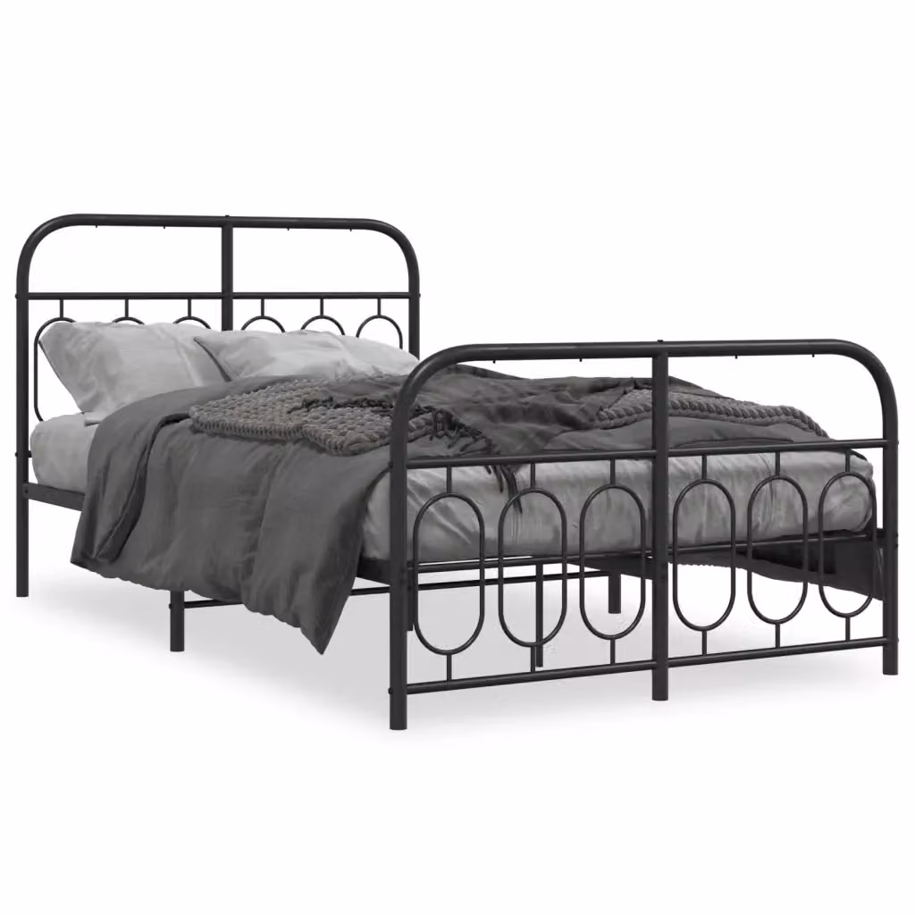 Giroletto vidaXL con testiera e pediera in metallo nero L/P/H: 120 x 200 cm – 2