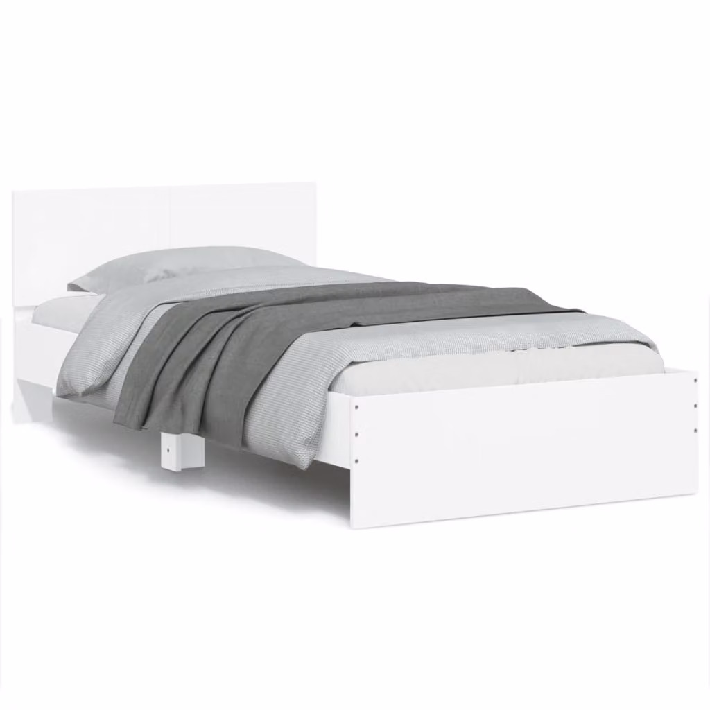 vidaXL Giroletto con Testiera Bianco con Illuminazione LED e Porta USB L/P: 100 x 200 cm