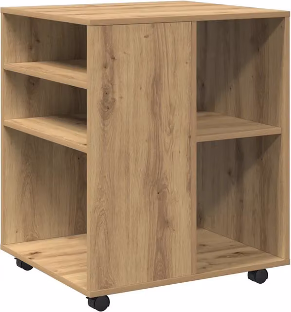 Mobile contenitore da ufficio moderno HELLOSHOP26 in legno di rovere color marrone opaco con ruote e serratura L: 60 cm, P: 53 cm, H: 72 cm