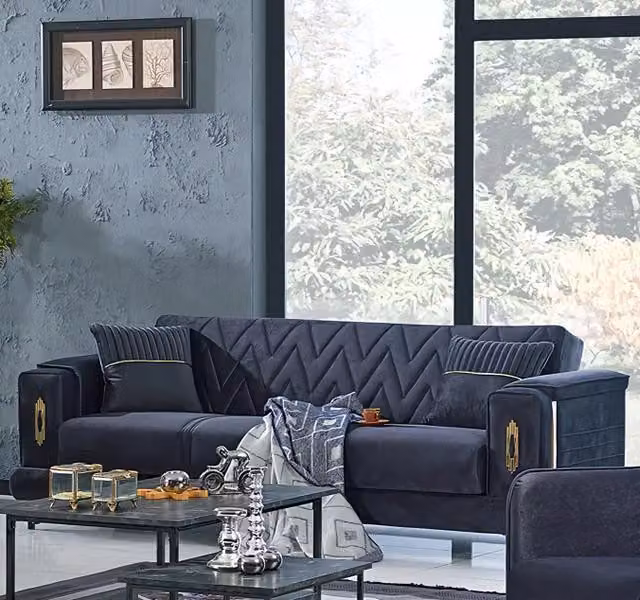 Graues Sofa Dreisitzer Couch Polster Möbel Polstermöbel Polstercouch Sitzmöbel