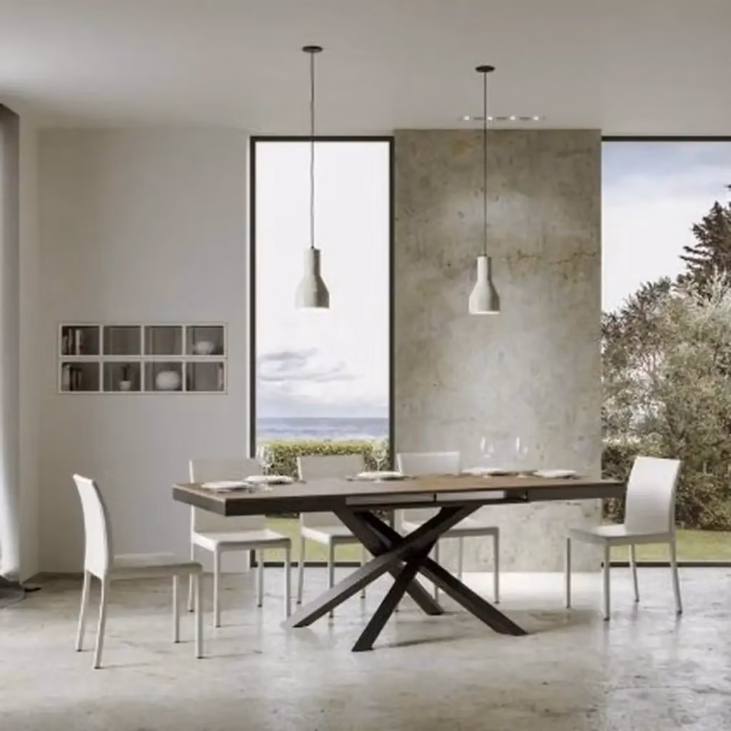Tavolo allungabile Itamoby Volantis Evolution colore noce con telaio e gambe antracite L: 120-380 cm, P: 90 cm – 2