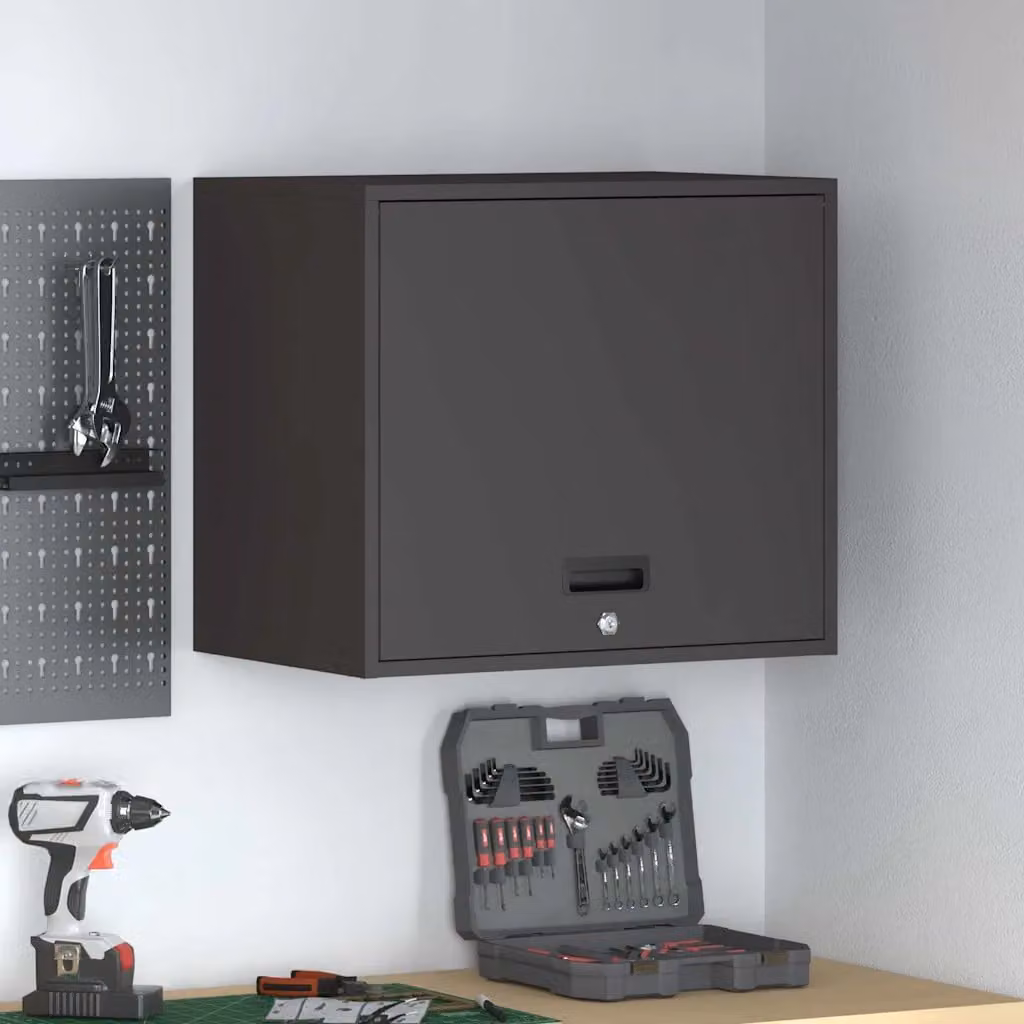 Armadio a muro vidaXL in stile industriale nero con ante a battente e serratura L/P/H: 60 x 40 x 53 cm