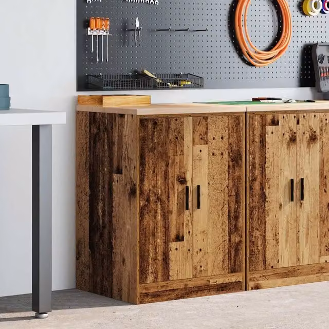 Mobile contenitore vintage da garage HELLOSHOP26 in legno di recupero marrone L: 60 cm, P: 51 cm, H: 85 cm