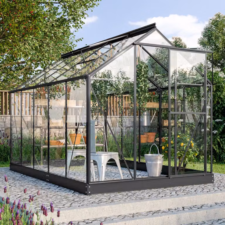 Serra Vitavia Triton 6200 vetro 3 mm 198 x 317 cm nero incl. telaio di base