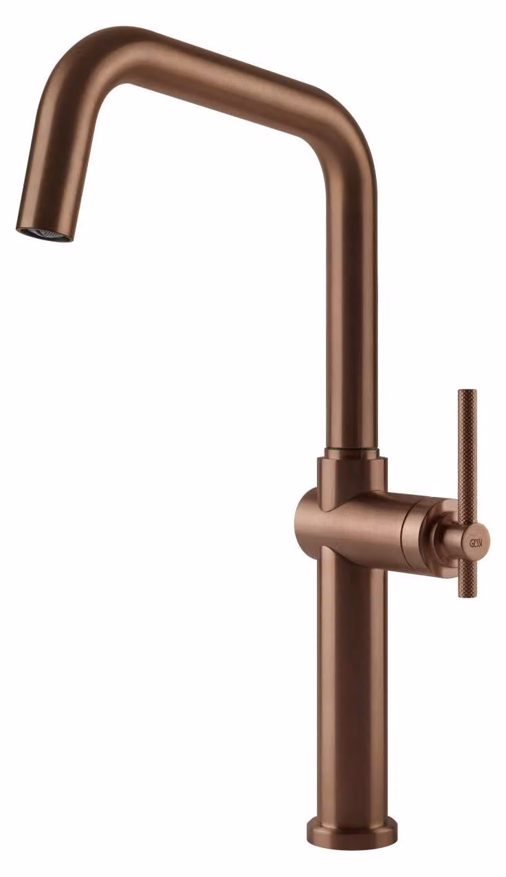 Gessi 60650, Tahem, Acciaio satinato, Ottone, Maniglia a leva, Autorigorosa, 708 - ottone spazzolato PVD, 3/8"