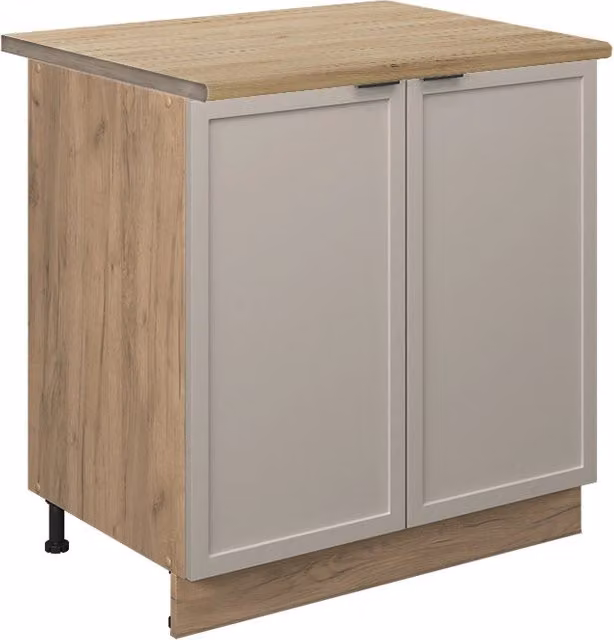 Mobiletto base cucina Fame-Line GrigioBeige/Rovere dorato 80 cm con ripiano, PL Rovere Vicco