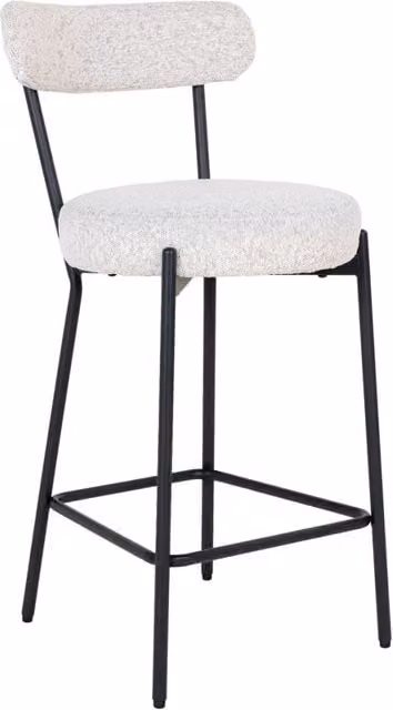 Sedia da banco Badalona in boucle' bianco con gambe nere