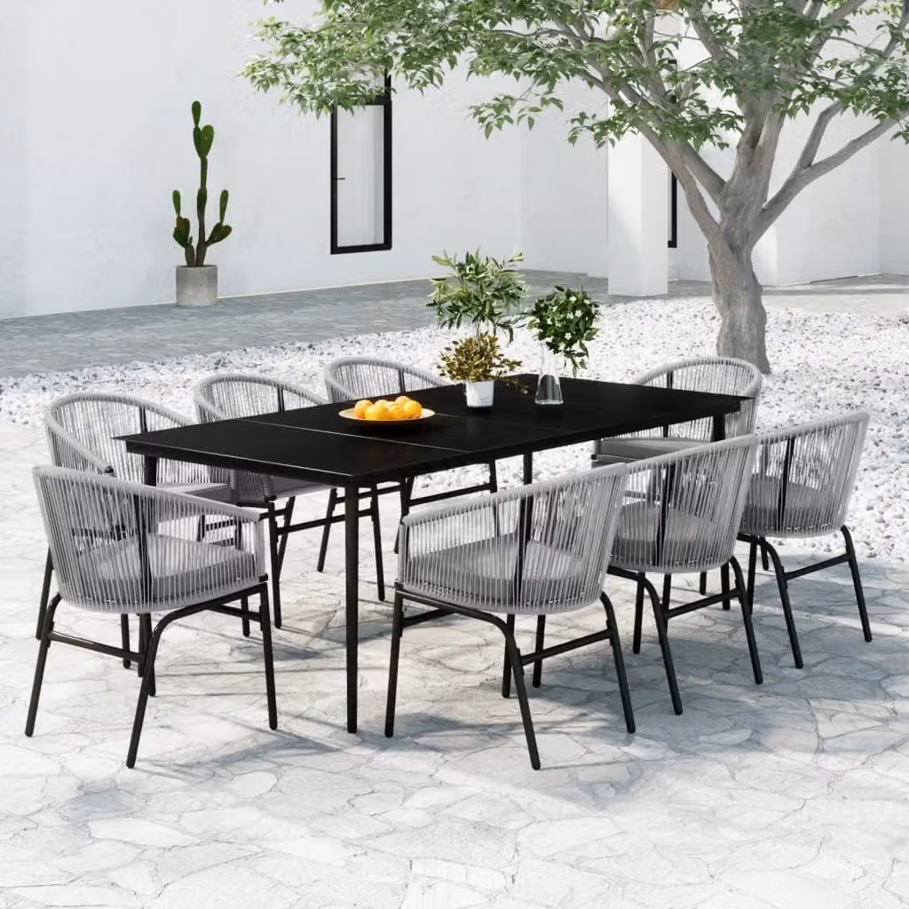 Maison Exclusive - Set da pranzo da giardino da 9 pezzi, grigio