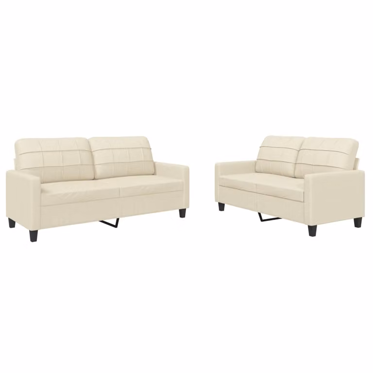 Set di Divani 2 pz con Cuscini crema in Pelle finta
