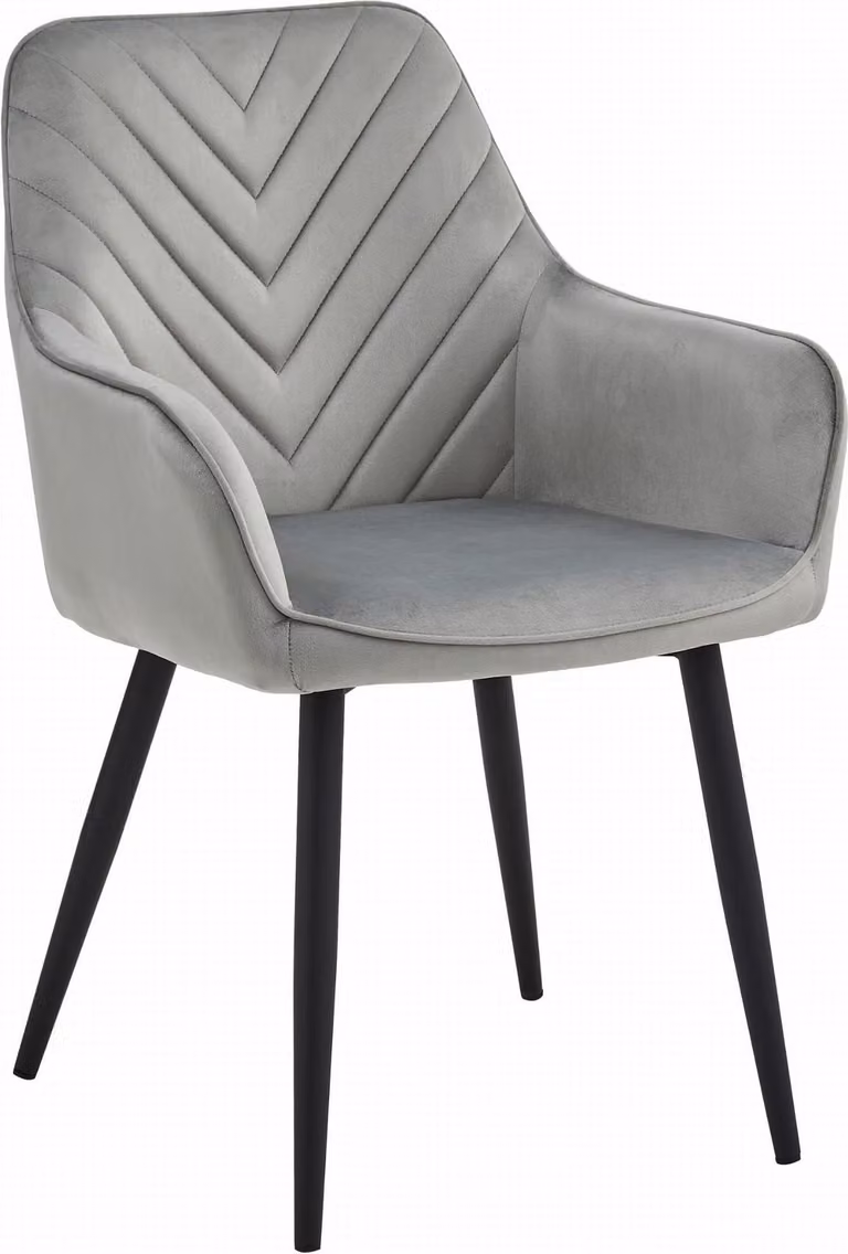 Sedia Valora NANA in velluto grigio argento con gambe nere x1 | Elegante sedia in velluto grigio argento con gambe nere