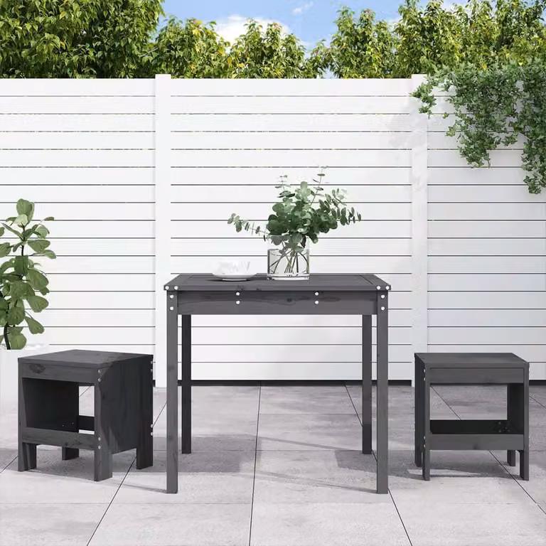 Maison Exclusive - Set da Bistrot da Giardino 3pz Grigio in Legno Massello di Pino