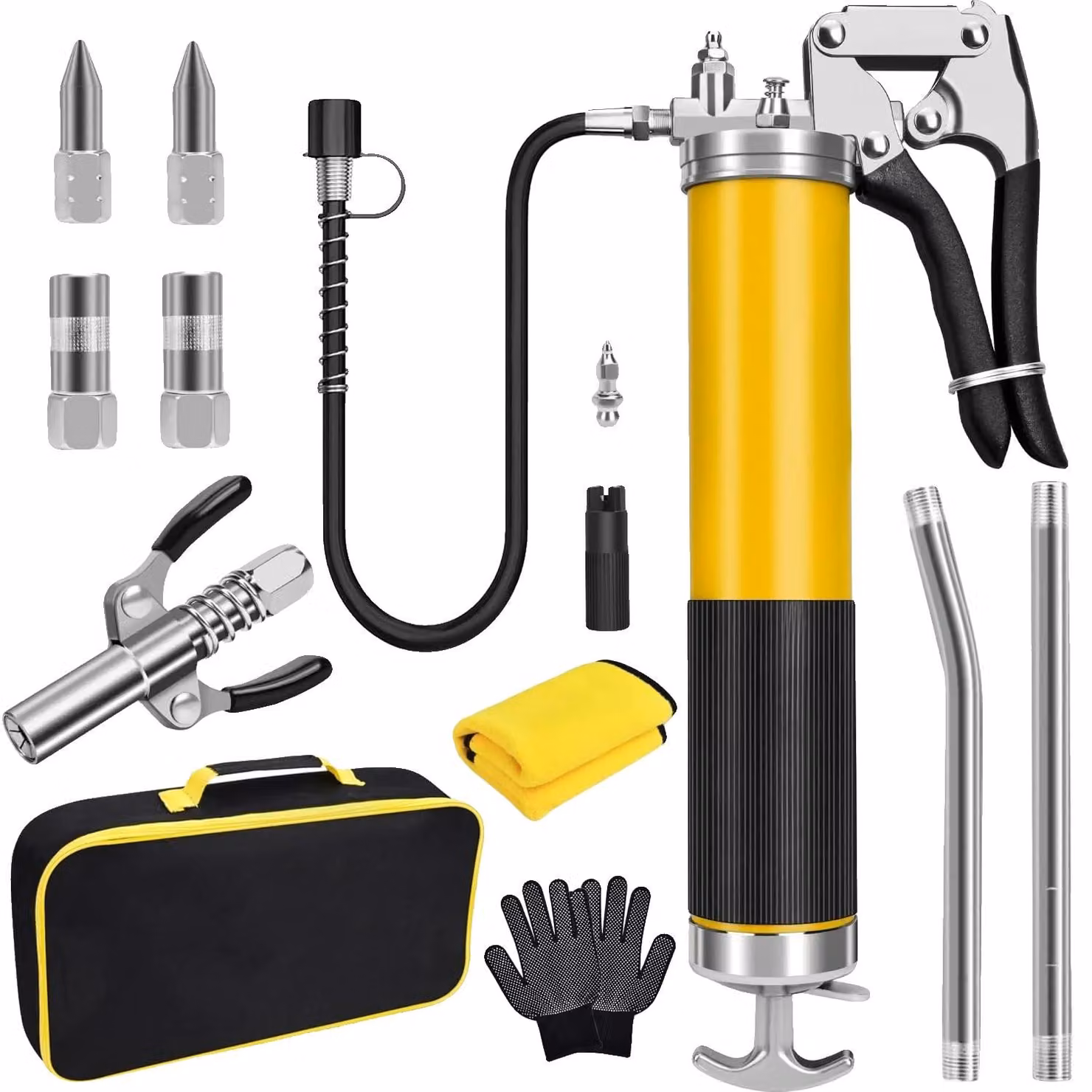 Pressa per grasso, pressione di 8000 PSI, set completo di accessori, set di pistole per grasso