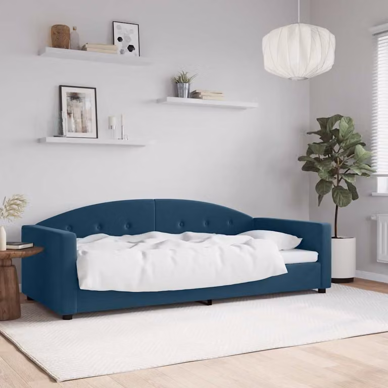 Letto da giorno vidaXL in velluto blu con struttura in legno e metallo L/P/H: 222 x 90 x 100 cm