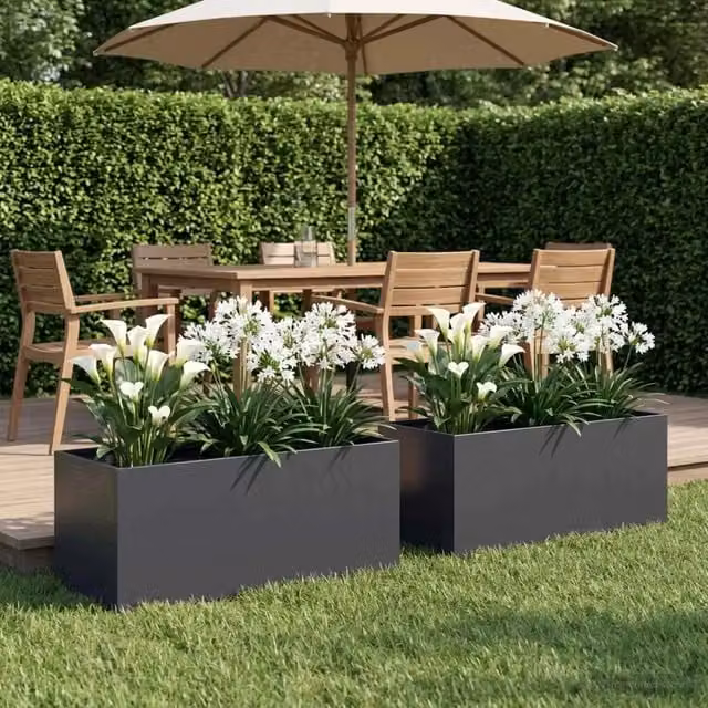 Vaso da giardino 2 pz Antracite 100 x 40 x 40 cm 8005251