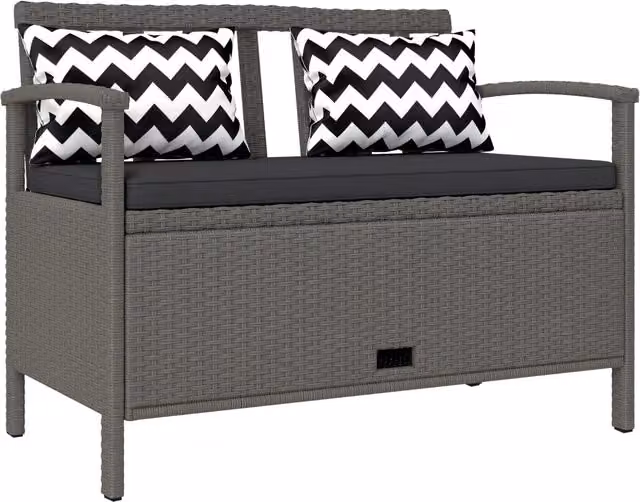 Banca da giardino con contenitore 2 posti ¨C zephmum ¨C 160L rotin PE grigio 112x62x82 cm
