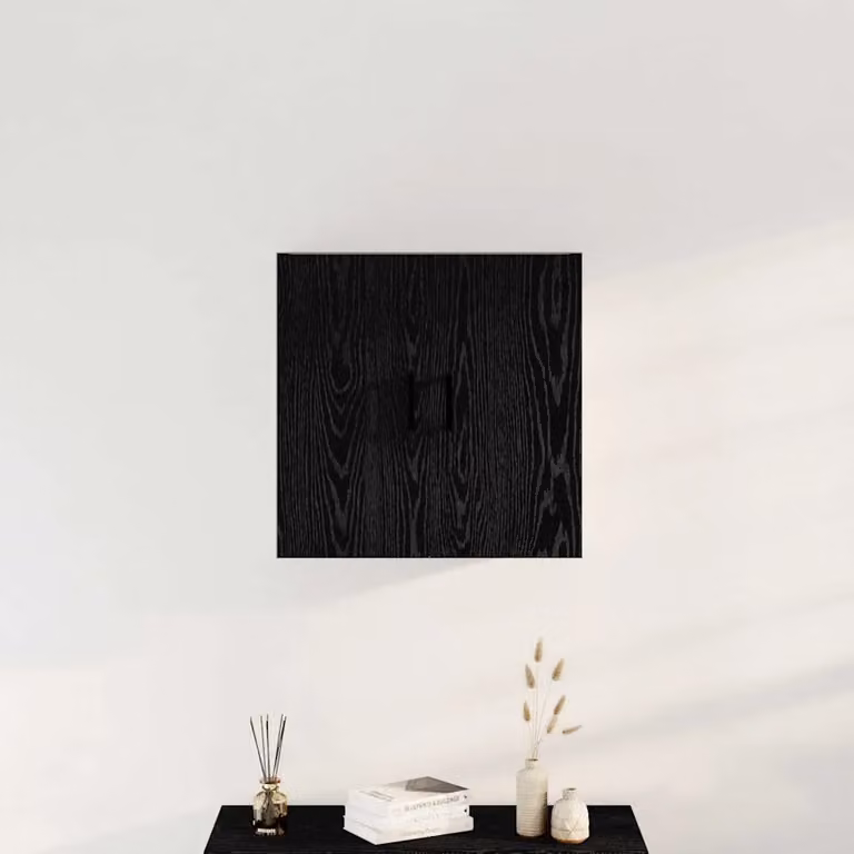 Mobile a muro moderno vidaXL in legno e metallo nero, L 60 x P 31 x H 60 cm