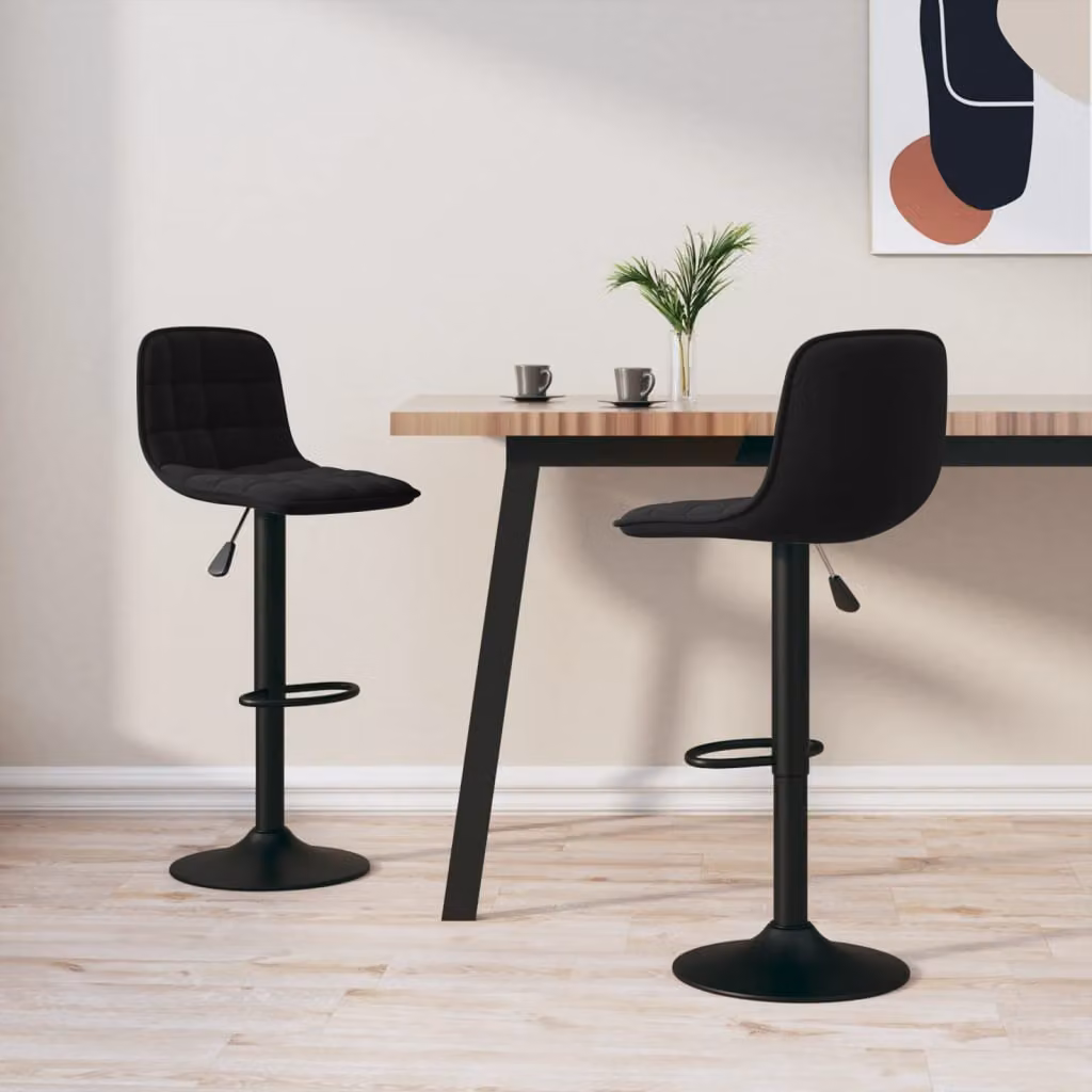Set di 2 sgabelli da bar vidaXL in velluto nero con base girevole a 360 gradi