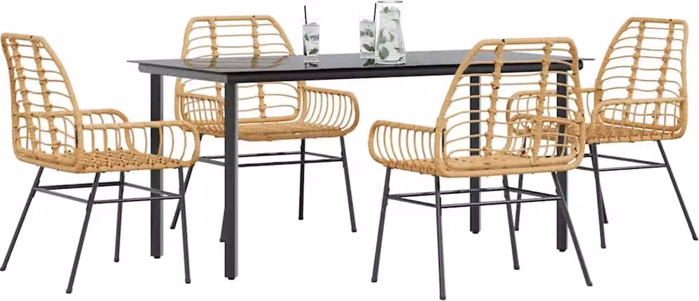 Maison Exclusive - Set da Pranzo da Giardino 5pz Polyrattan Vetro