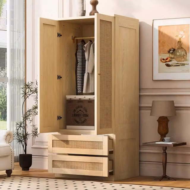 Armadio con ante e cassetti ¨C Minimal ¨C colore legno, 70x55x170 cm