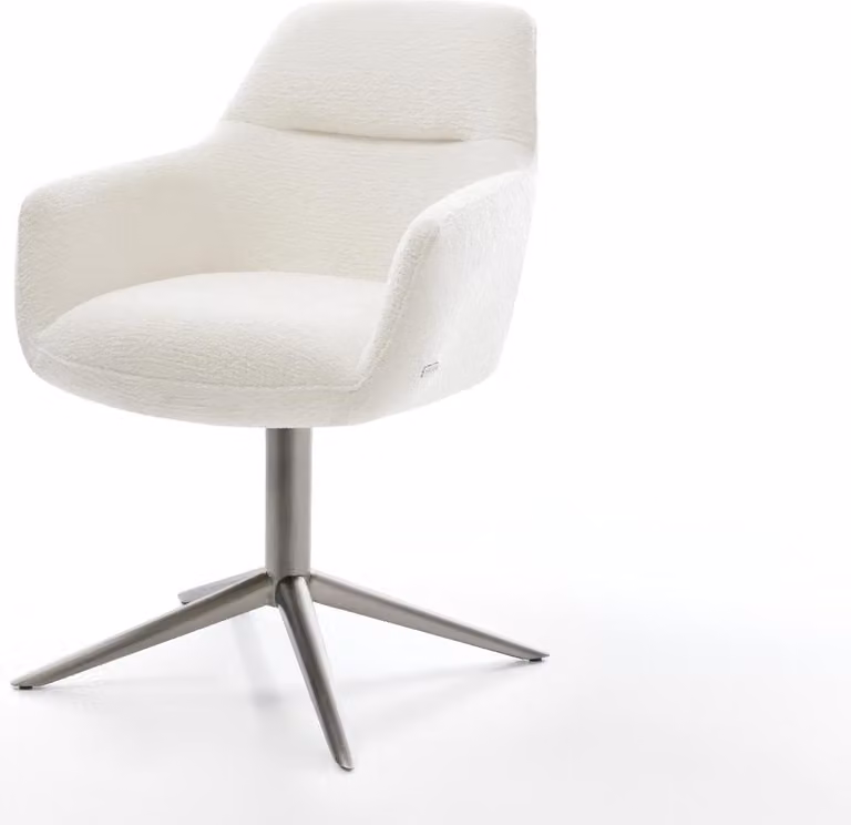 DELIFE sedia girevole Pejo-Flex Bouclé Soft Beige base grafite girevole a 360° funzione dondolo nucleo a molle insacchettate
