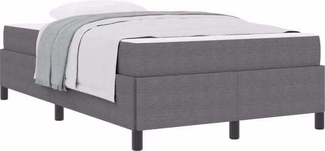 Struttura letto moderna vidaXL in tessuto grigio e bianco L/P/H: 120 x 200 x 193 cm – 1
