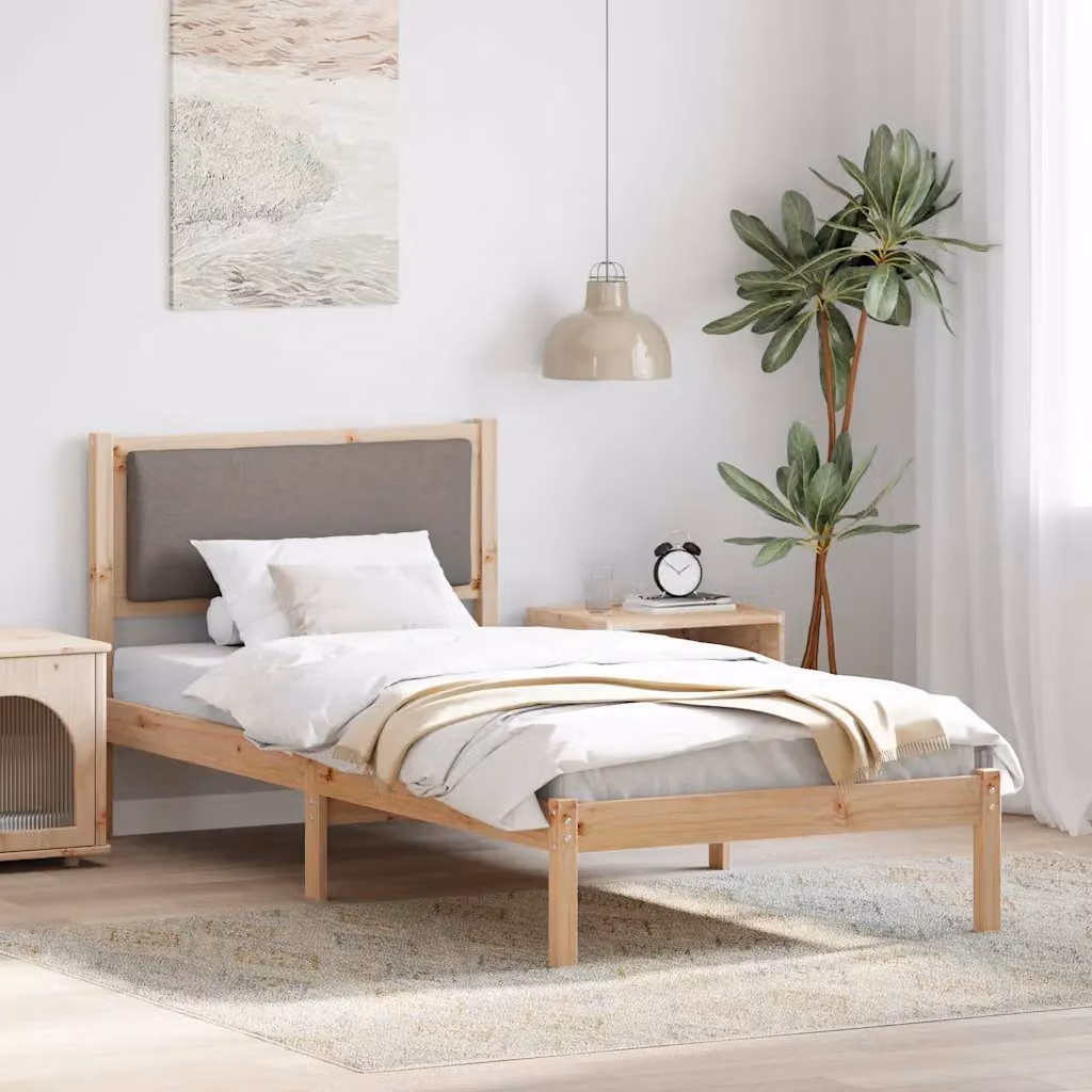 Struttura del letto Talpa vidaXL in pino massello beige o grigio, L/P/H: 205.5 x 105.5 x 85.5 cm, per dimensioni materasso 100 x 200 cm