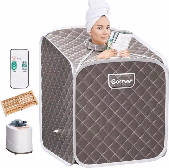 Mini sauna a vapore con 9 livelli di temperatura e telecomando - Cabina termica maneggevole e igienica