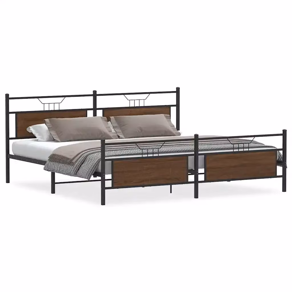 Giroletto vidaXL in metallo e MDF color rovere marrone L: 193 cm, P: 203 cm – 2