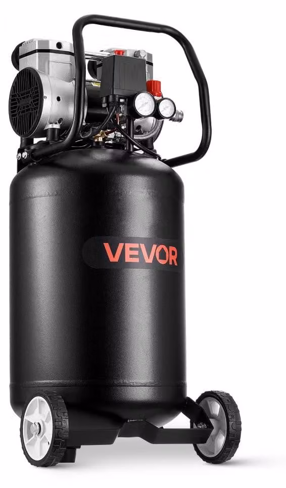 Compressore d'aria verticale, senza olio - serbatoio da 50 litri - potenza di 2 cavalli - pressione di esercizio massima di 8 bar