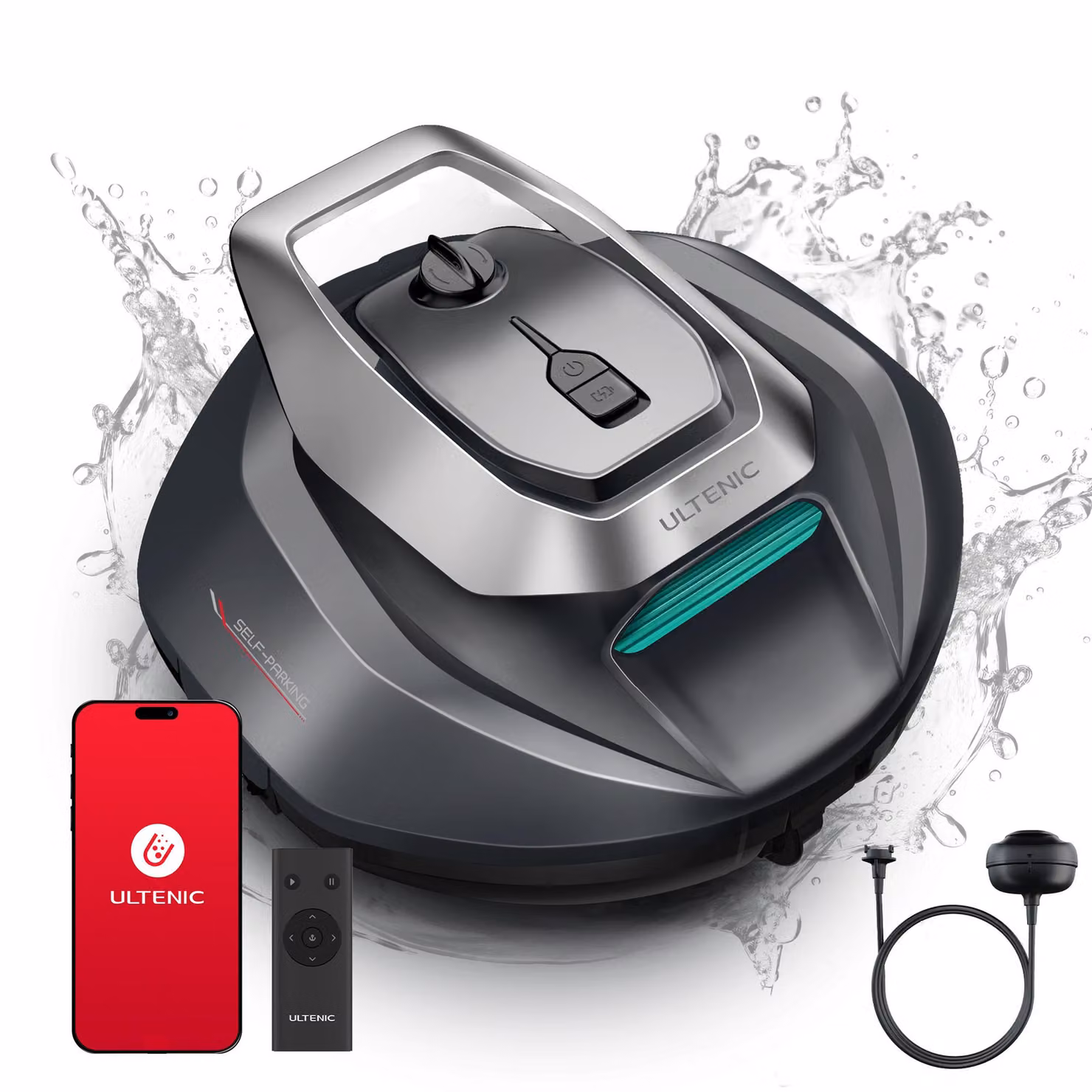 Robot pulitore per piscina Ultenic Pooleco, 5200 mAh, 90 min, 3 motori brushless, pulizia automatica, serbatoio da 2,5 l, funzione di parcheggio automatico, con telecomando e app