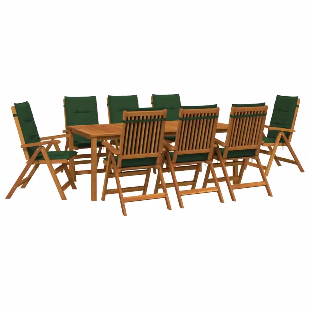 Set da pranzo da giardino vidaXL in legno di acacia naturale marrone con 9 pezzi e cuscini rimovibili – 2